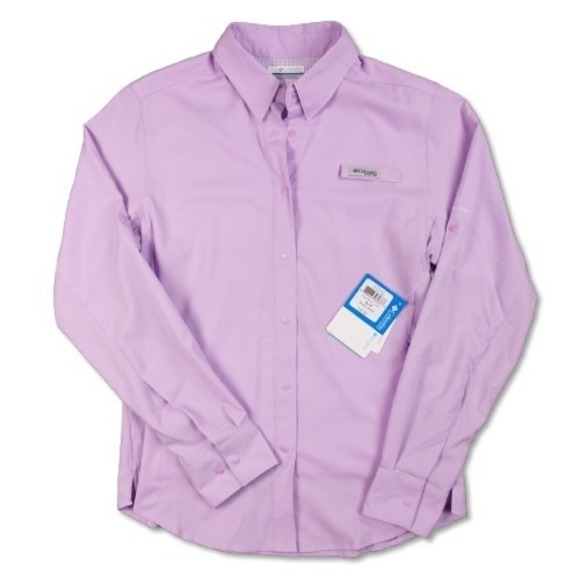 Columbia Tops - COLUMBIA Women's S PFG Tamiami‎ II Purple Hydrangea Long Sleeve Shirt